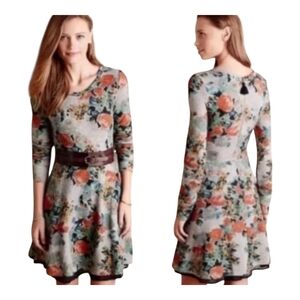 Saturday Sunday Anthropologie Floral Knit Dress Size Medium Rear Zip